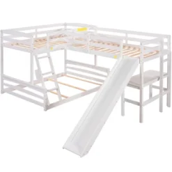 Twin Over Full Bunk Bed With Twin Size Loft Bed With Desk, Slide And Full Length Rail - ModernLuxe -ModernLuxe GUEST 008aac5d 37b0 4f48 ad6b 716b130c33b3