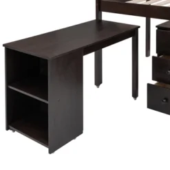 Low Twin Loft Bed With Cabinet And Rolling Portable Desk - ModernLuxe -ModernLuxe GUEST 016b20d7 63e3 47ce 8585 620e33939020