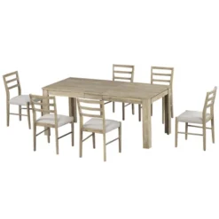 7 PCS Extendable Wooden Dining Table Set With 6 Upholstered Chairs, 12" Leaf And 2 Drawers-ModernLuxe -ModernLuxe GUEST 01ca1526 5ef8 4c3a adbc 96094d63fa61
