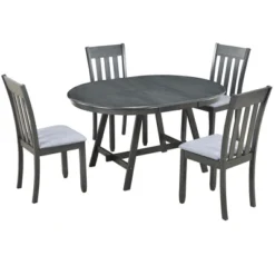 5 PCS Round Wood Extendable Dining Table Set With 4 Dining Chairs-ModernLuxe -ModernLuxe GUEST 01ce7566 5129 4017 b87a e2be86d7fdf9