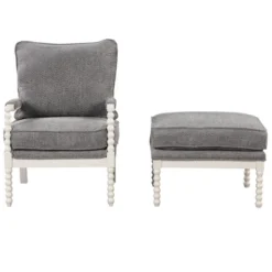 Velvet Accent Spindle Chair With Ottoman, Modern Arm Reading Chair With Armrests Pad And Footrest-ModernLuxe 16 Velvet Accent Spindle Chair With Ottoman, Modern Arm Reading Chair With Armrests Pad And Footrest-ModernLuxe -ModernLuxe GUEST 02073233 adb1 48ae b0db 1d6febc6b41e