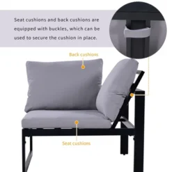 Industrial Style Outdoor Sofa Combo Set With 2 Loveseats, 1 Single Sofa, 1 Table And 2 Ottomans - ModernLuxe -ModernLuxe GUEST 02db4ebb ef69 4ba7 9146 5944a9eda642