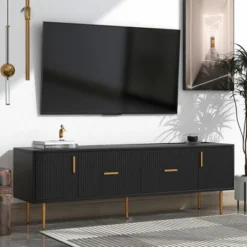 Modern TV Stand For TVs Up To 75'' With 5 Champagne Legs-ModernLuxe -ModernLuxe GUEST 045d4948 2c14 4452 b2bb b26c2557178e