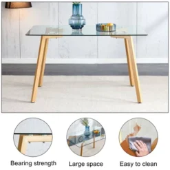 Modern Minimalist Rectangular Glass Dining Table For 4-6 People, Transparent - ModernLuxe -ModernLuxe GUEST 0460ee92 3a5a 4394 b0a3 70a1e8acf36b