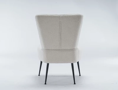 Tufted Back Teddy Fabric Slipper Chair Accent Chair-ModernLuxe 8 Tufted Back Teddy Fabric Slipper Chair Accent Chair-ModernLuxe - Image 6