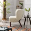 Modern Accent Chair Lambskin Wingback Tufted Side Chair With Solid Wood Legs-ModernLuxe -ModernLuxe GUEST 05624362 7684 48f3 b588 a925cf3ce472