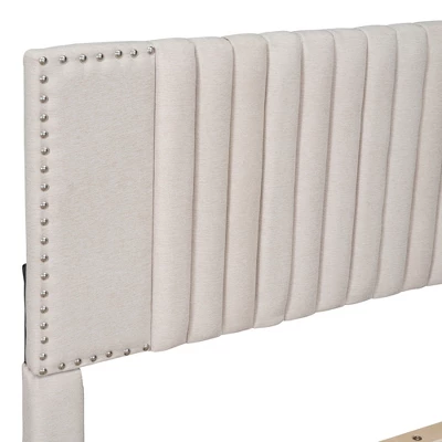 Queen/Full Size Upholstered Platform Bed With Classic Headboard And 4 Drawers-ModernLuxe 9 Queen/Full Size Upholstered Platform Bed With Classic Headboard And 4 Drawers-ModernLuxe - Image 7