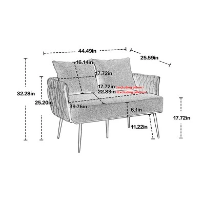 Modern Accent Metal Frame Tufted Sofa With Arms - ModernLuxe 4 Modern Accent Metal Frame Tufted Sofa With Arms - ModernLuxe - Image 2