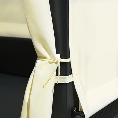 Patio Outdoor 3-Seat PE Rattan Swing Bed With Adjustable Curtains-ModernLuxe 11 Patio Outdoor 3-Seat PE Rattan Swing Bed With Adjustable Curtains-ModernLuxe - Image 9