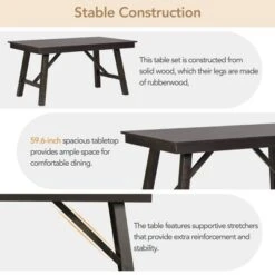 6-Piece Farmhouse Solid Wood Rectangular Dining Table Set With 4 Upholstered Chairs And 1 Bench - ModernLuxe -ModernLuxe GUEST 076dd305 9039 4374 a24c 6324d3fc9b0f