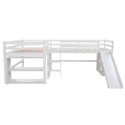 Twin Size L-Shaped Loft Bed With Movable Two-Tier Shelves And Slide - ModernLuxe -ModernLuxe GUEST 07caf629 44da 4031 a851 47734d63f1a3