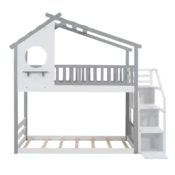 House Shape Twin-Over-Twin Double Bunk Bed With Storage Stairs - ModernLuxe -ModernLuxe GUEST 07cb9efe 33b8 474c bc27 e7b617e9f2be
