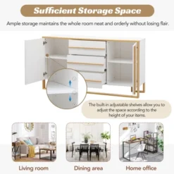 Contemporary 59" Sideboard With Large Storage And Gold Metal Legs - ModernLuxe -ModernLuxe GUEST 07fcbc7c 5fa1 4085 b93a fda3ebbf3b70