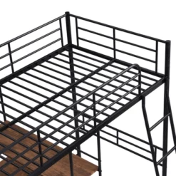 Twin Size Metal Loft Bed With Built-in Desk And Shelves - ModernLuxe -ModernLuxe GUEST 0801dc8f 5945 48a5 98ec a51ad1ad6fc3