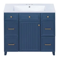 36" Bathroom Cabinet With Sink, Soft Close Doors And Drawers, Navy Blue - ModernLuxe -ModernLuxe GUEST 083a4941 aa89 435a a1a7 3819ac028b0e