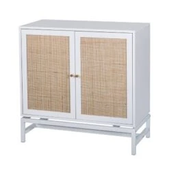 Set Of 2, Natural Rattan 2 Door Cabinets With 1 Adjustable Internal Shelf - ModernLuxe -ModernLuxe GUEST 0894d84e 6bd1 4e54 a8d3 f4b8d4b5b9eb