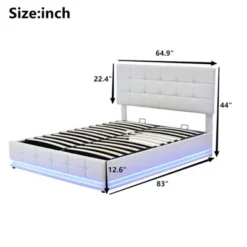 Queen Size PU Tufted Upholstered Platform Bed With Hydraulic Storage System, LED Lights And USB Charger-ModernLuxe -ModernLuxe GUEST 0895c6ed 0cfc 4514 b8e1 d5511b3819d2