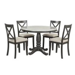 5-Piece Dining Set With Solid Wood Table And 4 Chairs, Gray - ModernLuxe -ModernLuxe GUEST 08dc5190 5df6 4f97 ba5e f974115655b4