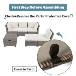 6PCS Patio PE Rattan Conversation Set, Outdoor All-weather Wicker Sectional Sofa Set, Beige-ModernLuxe -ModernLuxe GUEST 09236da1 3a1f 4df0 b72a 9779d9dc5de4