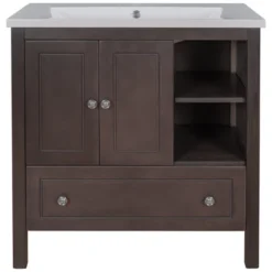 30" Bathroom Vanity With Ceramic Sink, Doors And Drawers - ModernLuxe -ModernLuxe GUEST 09540ba8 f3f1 4776 bbcd cf527b46f7d0