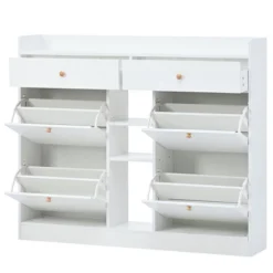 Modern Multifunctional Shoe Cabinet With 4 Turnover Drawers - ModernLuxe -ModernLuxe GUEST 0976190c ff49 4577 b83f c310e7795738