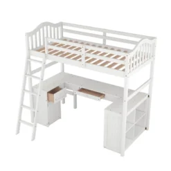 Twin Size Wooden Loft Bed With Drawers, Cabinet, Shelves And Desk-ModernLuxe 18 Twin Size Wooden Loft Bed With Drawers, Cabinet, Shelves And Desk-ModernLuxe -ModernLuxe GUEST 09f6d1dd ba90 46da 8c28 b0d8278debcb