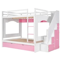 Full Over Full Bunk Bed With Trundle, Stairs, Ladders And Storage Cabinet-ModernLuxe -ModernLuxe GUEST 0b11497b 1955 4c5d 8924 c21fa15197c7