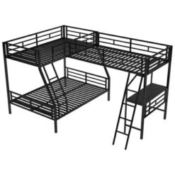 Twin Over Full Metal Bunk Bed With Twin Size Loft Bed And Desk, Black - ModernLuxe -ModernLuxe GUEST 0b7c2d78 4379 4111 a7b0 300df1bbe354