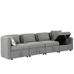 122.8" Minimalist Convertible Modular Sofa, Upholstered Sectional Sofa Couch With 5 Pillows-ModernLuxe -ModernLuxe GUEST 0b88129f dce1 47fc 9ec4 c57992a409e8
