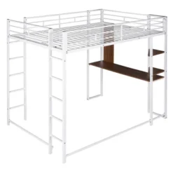 Full Size Metal Loft Bed With 2 Shelves And One Desk - ModernLuxe 14 Full Size Metal Loft Bed With 2 Shelves And One Desk - ModernLuxe -ModernLuxe GUEST 0baa9700 b99e 4758 ac93 d74933f66e7f