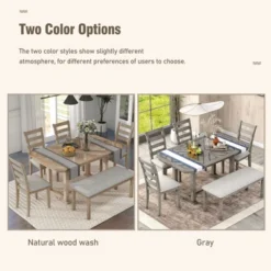 6 PCS Rubber Wood Dining Table Set With Beautiful Wood Grain Veneer Tabletop And Soft Cushion-ModernLuxe -ModernLuxe GUEST 0c246962 860c 4674 a220 d44a4152fa4d
