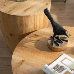 21.06" Retro Style Bucket Shaped Coffee Table, Natural - ModernLuxe -ModernLuxe GUEST 0cf3a8f3 0822 4922 a599 3c57091c70ac
