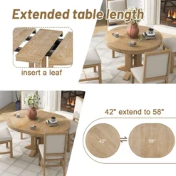5-Piece Dining Set With Extendable Round Table And 4 Upholstered Chairs - ModernLuxe -ModernLuxe GUEST 0d18310d 3e54 440e b263 a946d084f5a3