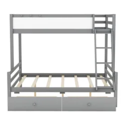 Twin Over Full Bunk Bed With Whiteboard, 3 Hooks And 2 Drawers-ModernLuxe -ModernLuxe GUEST 0d331f08 44c8 4182 ba74 1563324f99e2