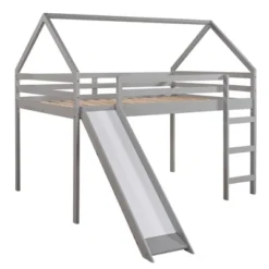 Full Size House Shape Loft Bed With Slides - ModernLuxe -ModernLuxe GUEST 0d57ec87 c392 4c80 b528 57f052480082