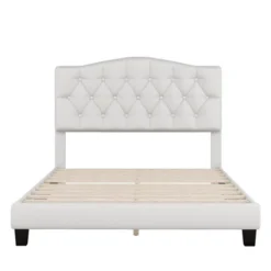 Upholstered Linen Platform Bed Frame With Curved Tufted Headboard Beige-ModernLuxe -ModernLuxe GUEST 0dd2fa9d a396 4175 b39f fc5dac32aab6