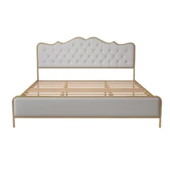 Classic Upholstered Platform Bed With Buckle Backrest, Metal Frame And Solid Wood Ribs-ModernLuxe -ModernLuxe GUEST 0e073169 fb3c 4a34 829a 87b90f3828b1