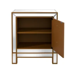 Modern Mirrored Nightstand With 1 Door, Silver - ModernLuxe -ModernLuxe GUEST 0e85420e 4f5c 48f4 ab68 ba56fc800233