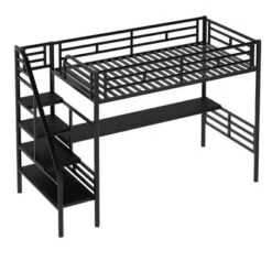 Metal Twin Size Loft Bed With Desk, Black - ModernLuxe -ModernLuxe GUEST 0fba7b43 5338 471d 9e9a 0931239107e9