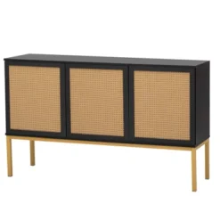 Sideboard With Faux Rattan Door And Metal Legs - ModernLuxe -ModernLuxe GUEST 0fbaf897 a90b 4282 a05d e2a700668c17