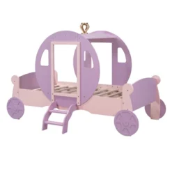 Twin Size Princess Carriage Bed With Crown, Wood Platform Car Bed With Stair-ModernLuxe -ModernLuxe GUEST 0fd14f34 e065 4486 b9a3 bbf6db87ae83