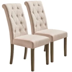 Set Of 2 Aristocratic Solid Wood Tufted Dining Chair-ModernLuxe -ModernLuxe GUEST 11468ce8 c14d 402e a13d f1cb63f9c3d5
