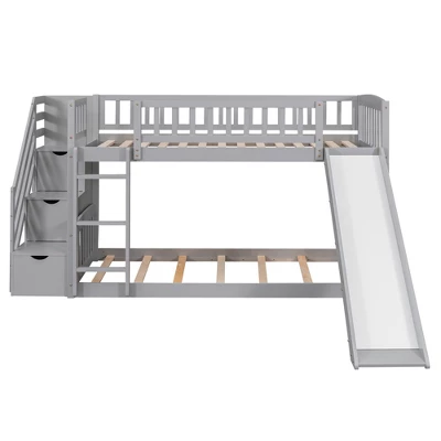 Stairway Twin Over Twin Bunk Bed With Two Drawers And Slide-ModernLuxe 7 Stairway Twin Over Twin Bunk Bed With Two Drawers And Slide-ModernLuxe - Image 5