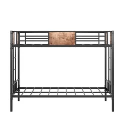 Twin Over Twin Metal Bunk Bed With Ladder And Full-Length Guardrail, Black-ModernLuxe -ModernLuxe GUEST 11d303e1 4769 4429 af66 2b380238c2ef
