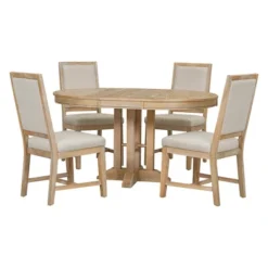 5-Piece Dining Set With Extendable Round Table And 4 Upholstered Chairs - ModernLuxe -ModernLuxe GUEST 12c04828 e176 4e6f 98c4 744bc86439a5