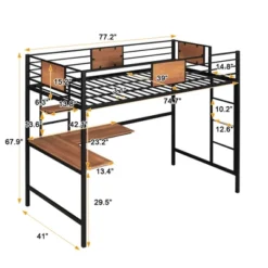 Twin Metal Loft Bed With Desk And Shelve - ModernLuxe -ModernLuxe GUEST 135b5db2 68bf 46e3 89ad c5cf40d2ec61