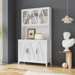 Large Freestanding Storage Cabinet With Glass Doors, Drawers And Open Shelves - ModernLuxe -ModernLuxe GUEST 13865664 af78 419d ab1d e5a0c7ccfbb7