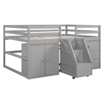 Full Size Functional Loft Bed With Cabinets And Drawers, Hanging Clothes At The Back Of The Staircase-ModernLuxe 7 Full Size Functional Loft Bed With Cabinets And Drawers, Hanging Clothes At The Back Of The Staircase-ModernLuxe - Image 5