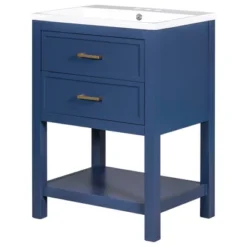 24" Bathroom Vanity With Top Sink And 2 Drawers, Blue - ModernLuxe -ModernLuxe GUEST 13bc1137 675d 454e bb40 e60b253abf9a