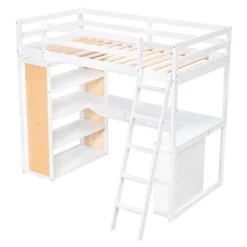 Loft Bed With Ladder, Shelves, And Desk - ModernLuxe -ModernLuxe GUEST 13e1d57e 8779 4e06 a4fb 7aa7ca36c889
